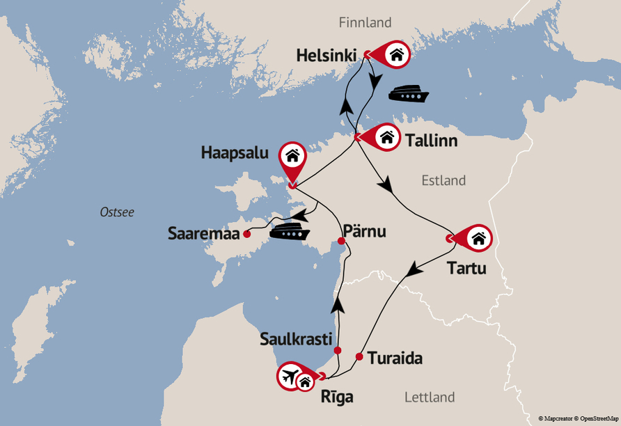 Reisezielkarte