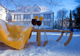 Erleben Sie die verschneite Winterlandschaft im Harz und wärmen Sie sich im Hotel bei einem Glühwein auf.