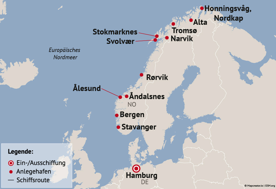 Ihre Reiseroute an den Reiseterminen im Januar – März