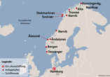 Ihre Reiseroute an den Reiseterminen im Januar – März