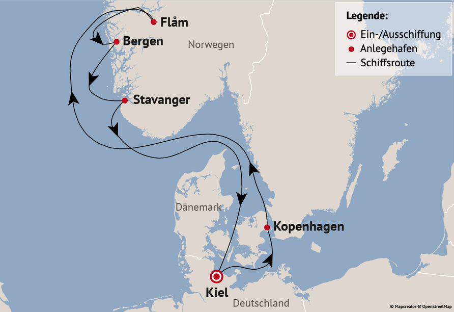 Ihre Reiseroute am 15.05. (Ålesund anstelle von Bergen am Reisetermin 22.05.)