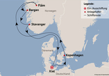 Ihre Reiseroute am 15.05. (Ålesund anstelle von Bergen am Reisetermin 22.05.)