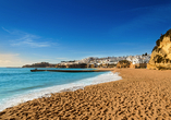 Tanken Sie Sonne am Strand von Albufeira.