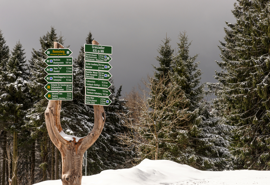 Entdecken Sie den winterlichen Rennsteig.
