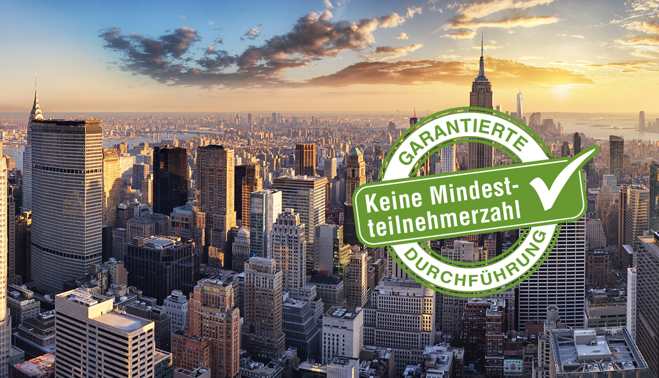 New York City ist der Startpunkt Ihrer Rundreise – die berühmtesten Sehenswürdigkeiten können Sie auf der Stadtrundfahrt betrachten.