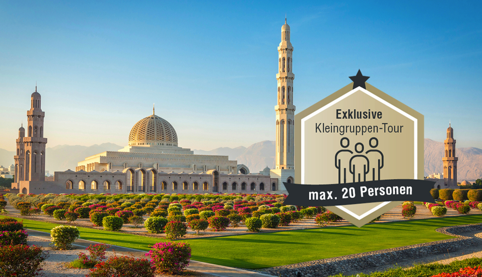 Das große architektonische Meisterwerk im Oman: die Sultan-Qabus-Moschee.