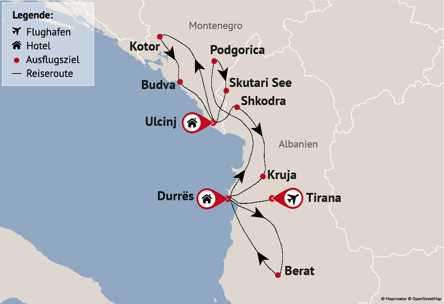 Reisezielkarte