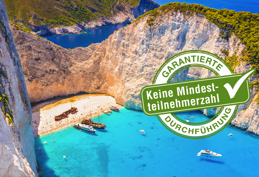 Freuen Sie sich auf einen unvergesslichen Urlaub auf Zakynthos mit der wunderschönen Schmugglerbucht.