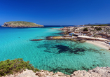 Freuen Sie sich auf das türkisblaue Wasser an den Stränden von Ibiza.