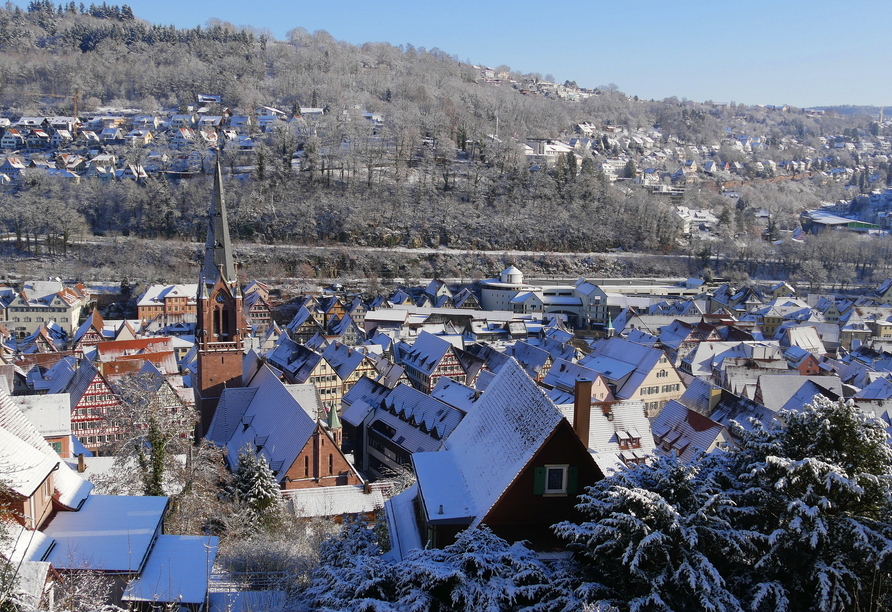 Die schöne Stadt Calw im Winter