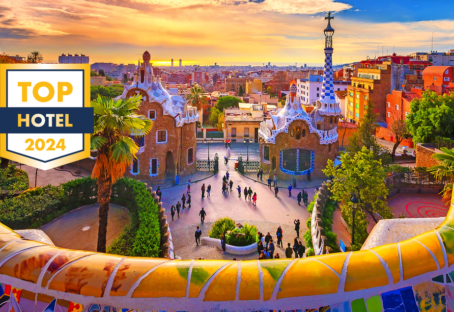 Die wilde Küste Barcelonas erwartet Sie mit vielen Höhepunkten wie dem farbenfrohen Park Güell in Barcelona, den Sie optional besuchen können.