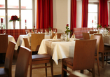 Im Restaurant erwarten Sie kulinarische Gaumenfreuden.