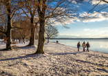 Spazieren Sie entlang wunderschöner Winterlandschaften und erkunden Sie die Umgebung Ihres Urlaubshotels.