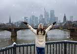 Frankfurts Skyline im Winter