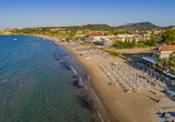 Am Strand können Sie wunderbar die Sonne genießen.