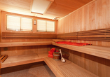 In der Sauna können Sie nach einem langen Tag herrlich entspannen.