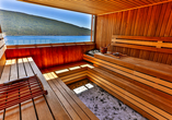 In der Sauna können Sie nach einem langen Tag entspannen.