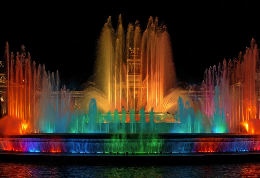 Das spektakuläre Wasserspiel in Barcelona wird Sie beeindrucken.