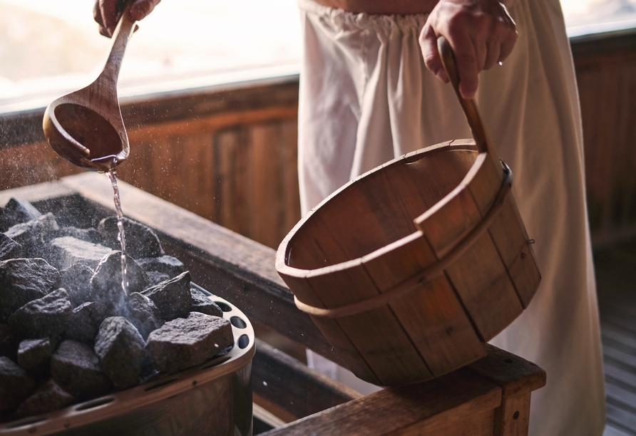 Entfliehen Sie dem Alltag in der Sauna des Hotels.