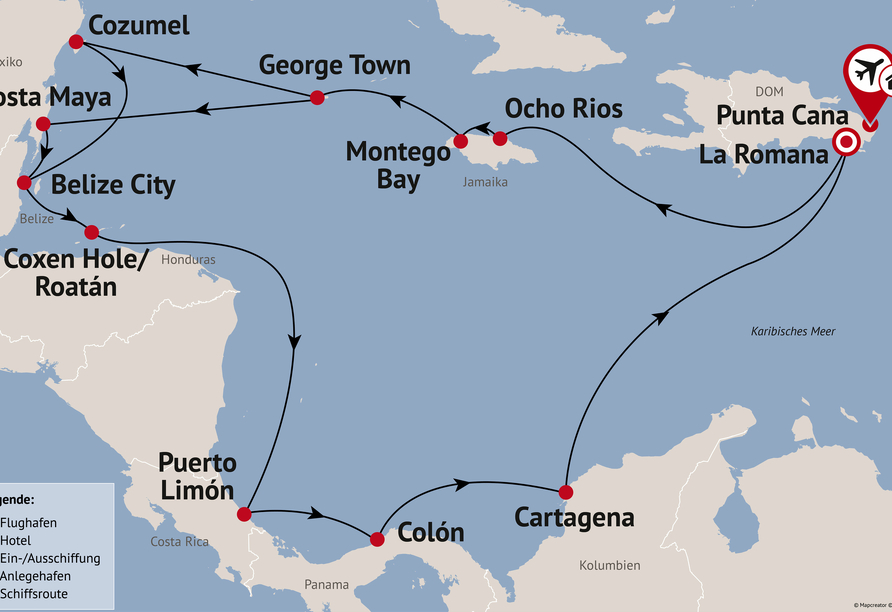 Mein Schiff 1, Ihre Reiseroute Ihre Reiseroute