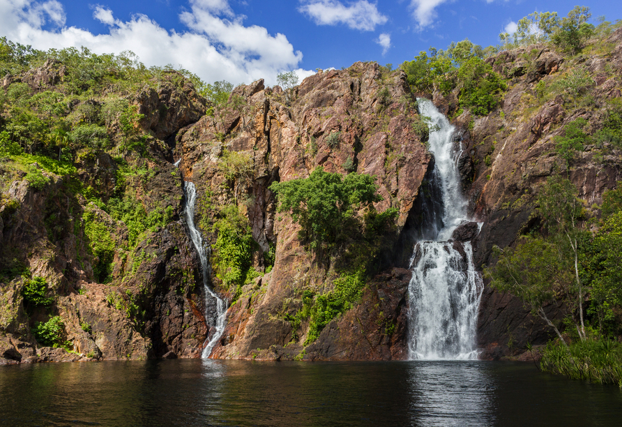 Der Litchfield Nationalpark begeistert mit einzigartigen Wasserfällen.