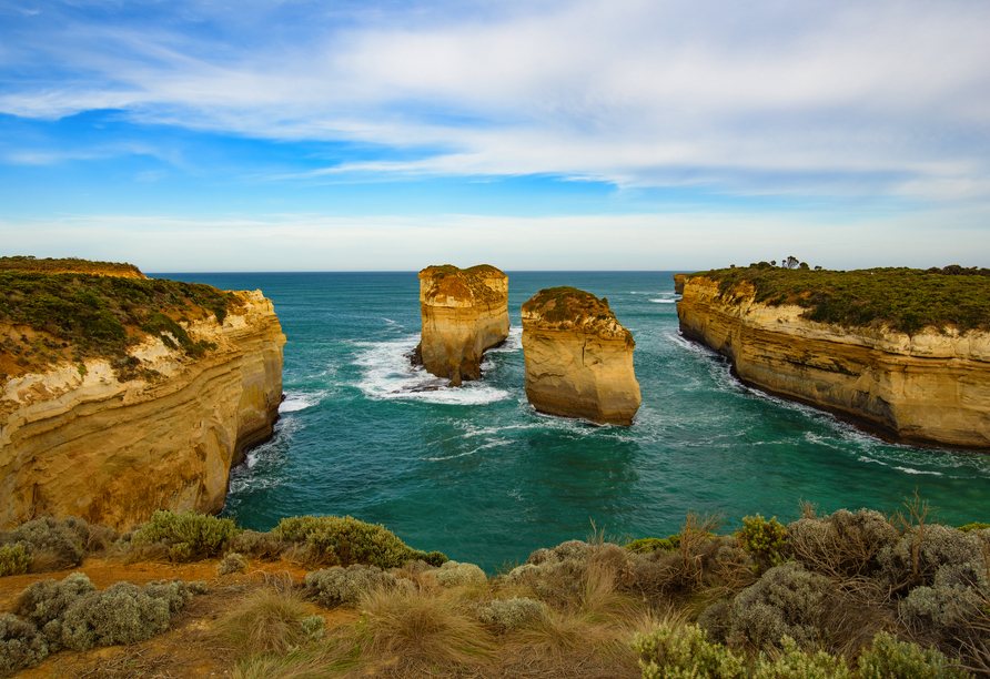 Die Great Ocean Road hält viele Highlights bereit, wie zum Beispiel der Loch Ard Gorge.