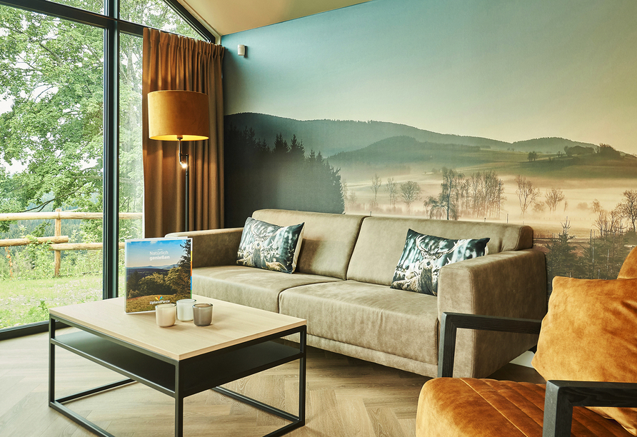 Beispielhafter Wohnbereich eines Luxus 4 Personen Cottage