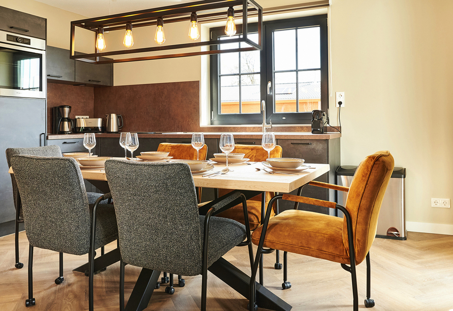 Alle Häuser der UplandParcs Winterberg sind mit einer modernen Küche mit Spülmaschine ausgestattet. 