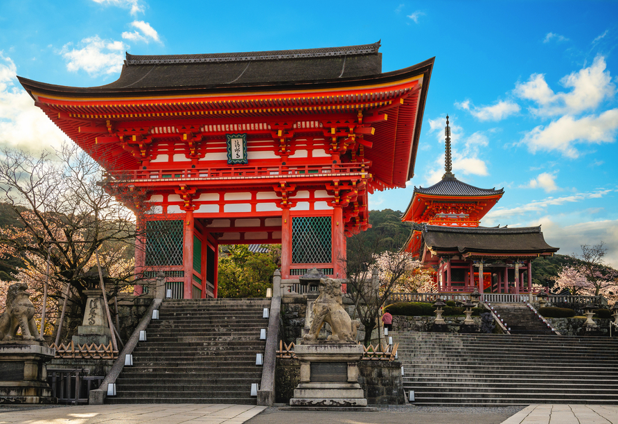 Der Kiyomizu-Dera-Tempel in Kyoto ist einer der bekanntesten Tempel Japans. 