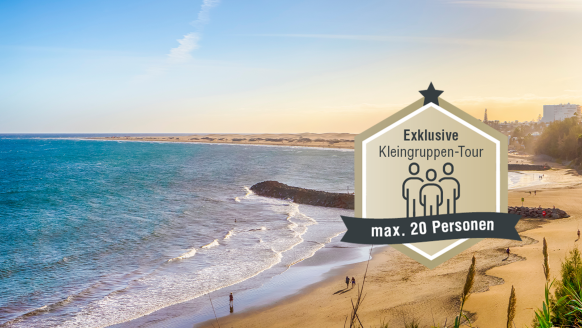 Der weitläufige Strand von Playa del Inglés eignet sich bestens für entspannte Stunden unter der Sonne Gran Canarias.