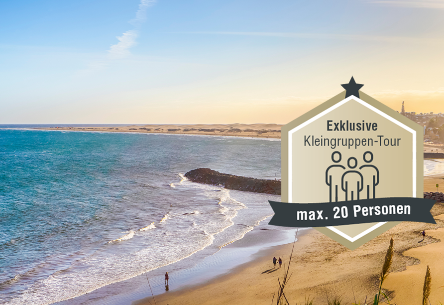 Der weitläufige Strand von Playa del Inglés eignet sich bestens für entspannte Stunden unter der Sonne Gran Canarias.