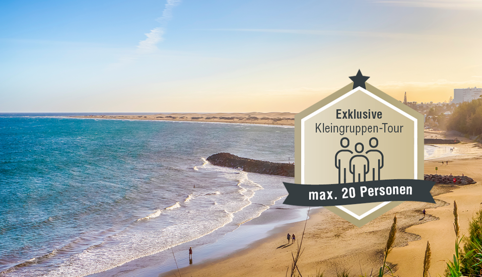 Der weitläufige Strand von Playa del Inglés eignet sich bestens für entspannte Stunden unter der Sonne Gran Canarias.