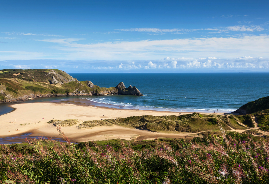 Ein weiteres Ausflugsziel des optionalen Ausflugspakets ist die Halbinsel Gower, die mit außergewöhnlichen Ausblicken begeistert.