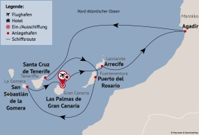 AIDAblu ab/an Gran Canaria, Reiseroute