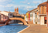Bei Ihrem Besuch lernen Sie das idyllische Comacchio mit seinen Wasserwegen und bunten Häusern kennen.
