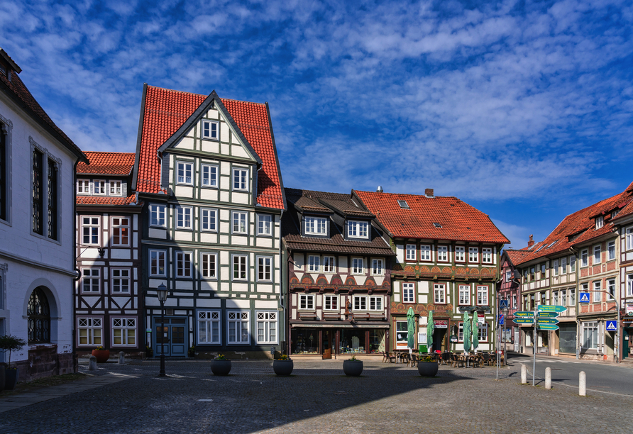 Die Fachwerkhäuser im Ortskern sind sehr gut erhalten.