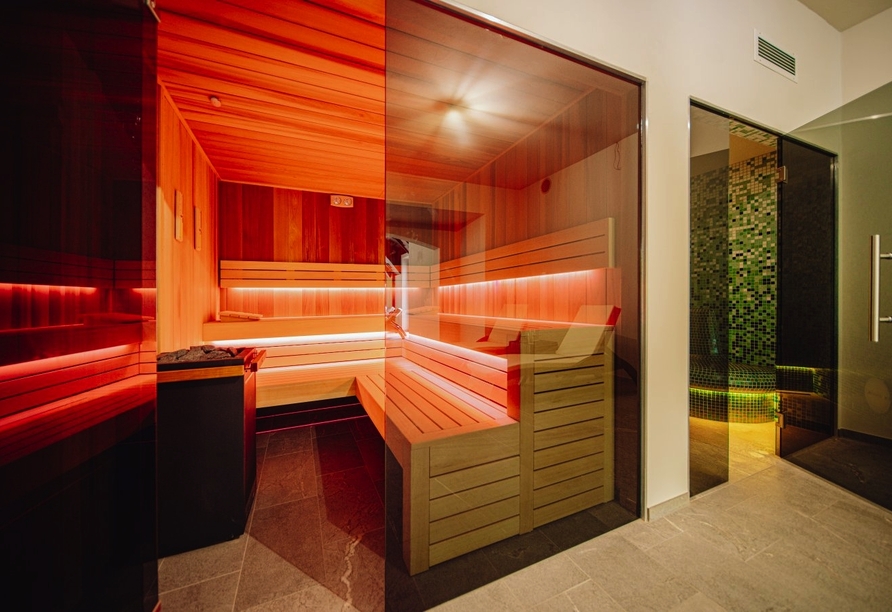 Genießen Sie die Ruhe der Sauna.