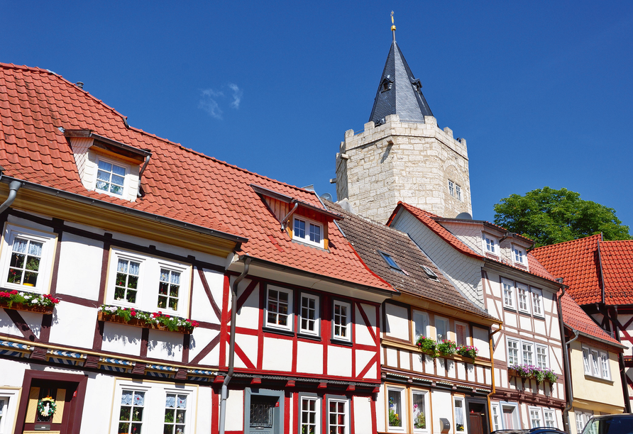 Schlendern Sie durch die Straßen der Stadt Mühlhausen.