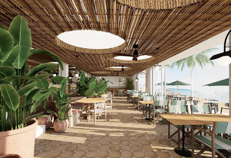 Die Terrasse Ihres Hotels ermöglicht Ihnen direkte Sicht auf das Meer.