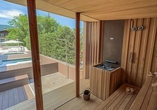 Von der Sauna aus können Sie eine fantastische Aussicht genießen.