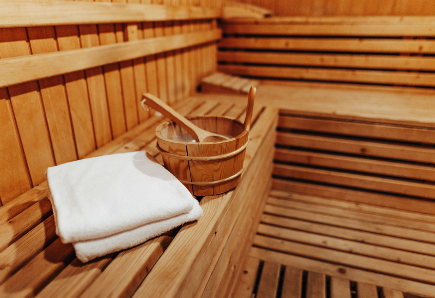 Die Hotelsauna bietet Entspannung.