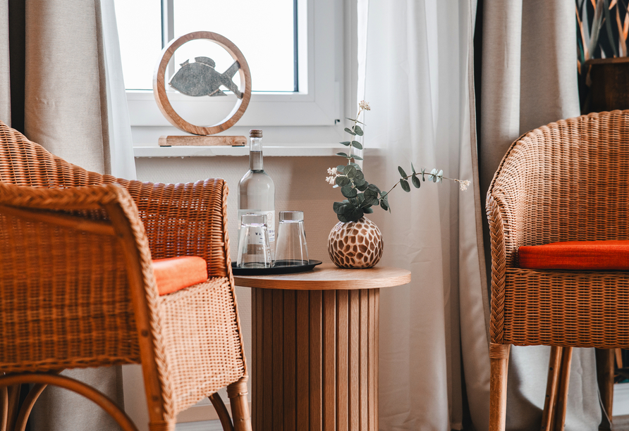 Eine moderne, nordische Einrichtung erwartet Sie. 