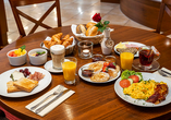 Das Frühstücksbuffet lässt keine Wünsche offen.