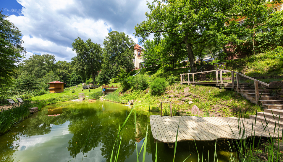 Das Hotel erwartet Sie mit einem Natur-Schwimmteich. 