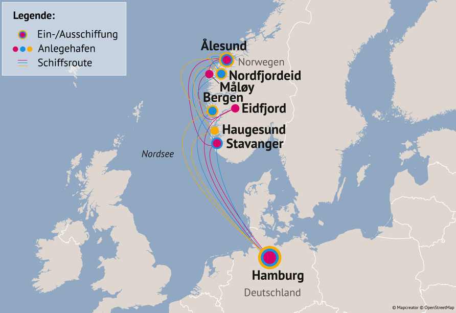 Ihre Reiserouten (siehe Routenbeschreibung für detaillierten Reiseverlauf je nach Termin)