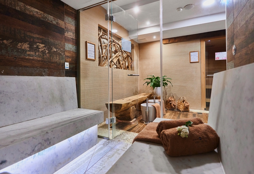 Die Saunalandschaft des West Baltic Resorts lädt zum Entspannen und Regenerieren ein.