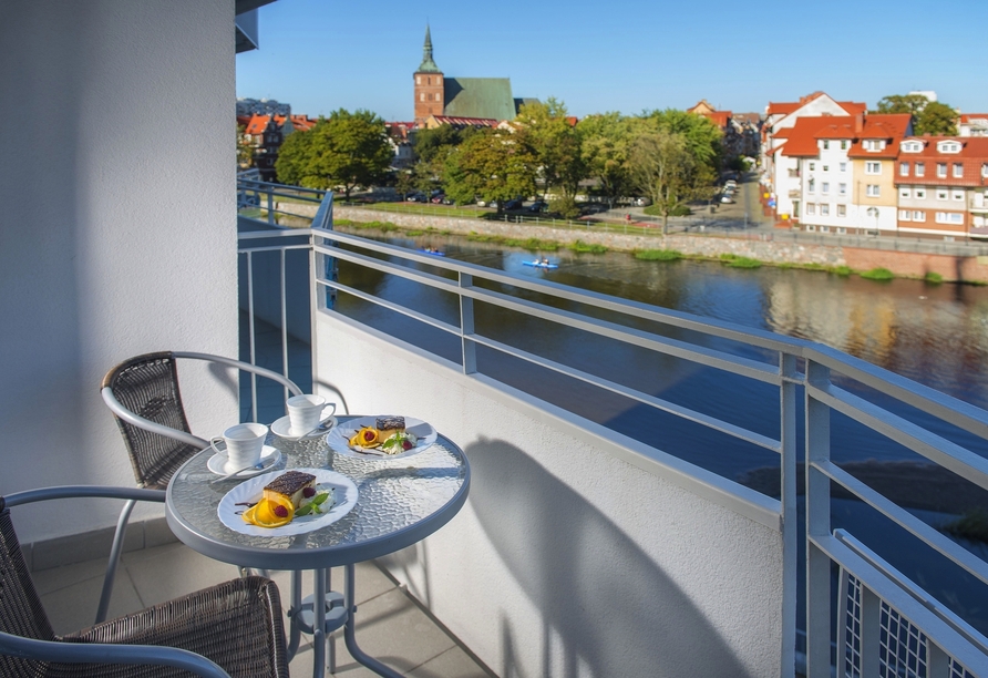 Blick von einem Balkon im Aparthotel Nad Parseta