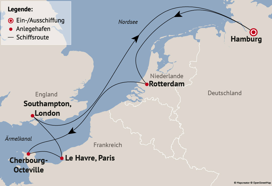Ihre Reiseroute am 18.10.26, 29.11.26 und 06.12.26