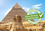 Auf Ihrer Reise werden Sie unter anderem die Pyramiden von Gizeh und die Sphinx von außen besichtigen.