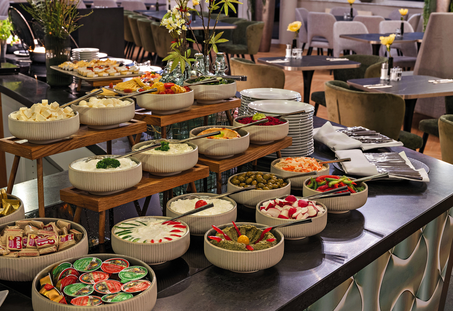 Das leckere Frühstücksbuffet im Leonardo Hotel Mainz